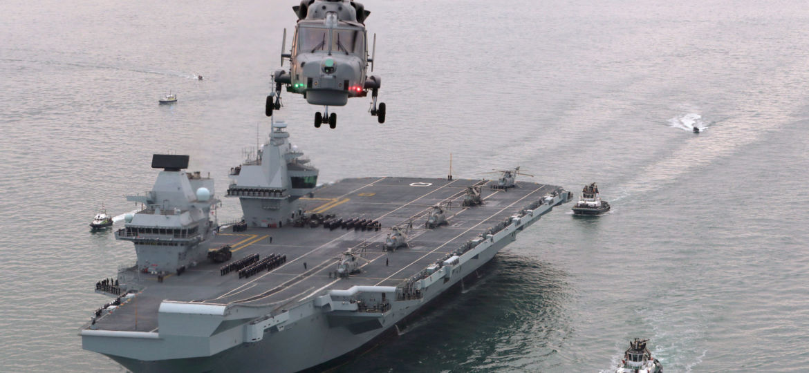 Britain's future flagship HMS Queen Elizabeth sailed into her home port of Portsmouth for the first time today.