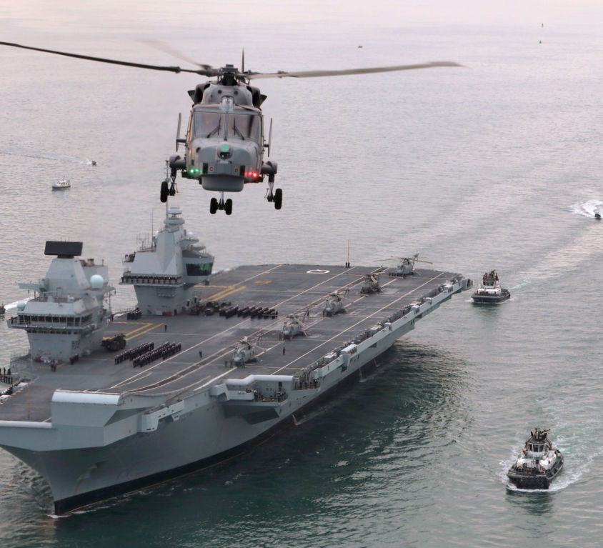 Britain's future flagship HMS Queen Elizabeth sailed into her home port of Portsmouth for the first time today.